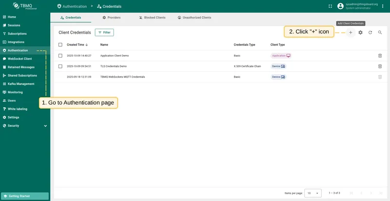 Go to Authentication → Credentials and click Add