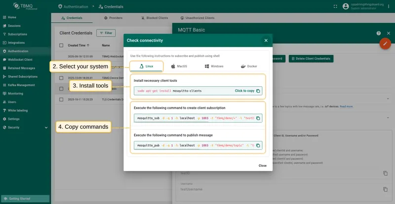 Select OS, install tools, and copy the generated commands