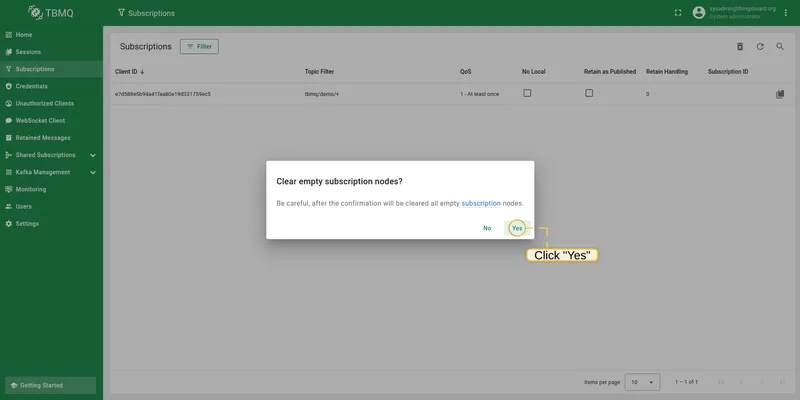 Confirm action dialog
