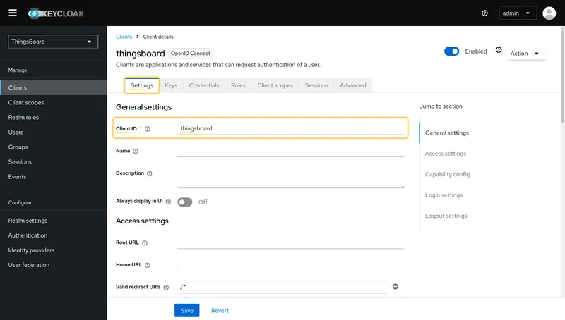 Find Client ID on the Settings tab
