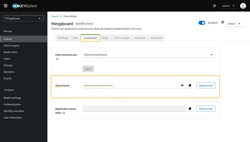 Find Client Secret on the Credentials tab