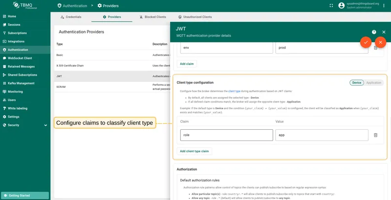 Configure JWT dynamic client type classification