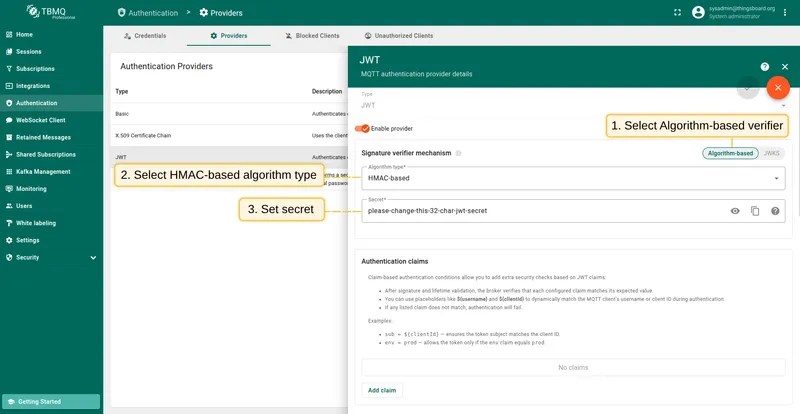 Configure HMAC-based signature verifier