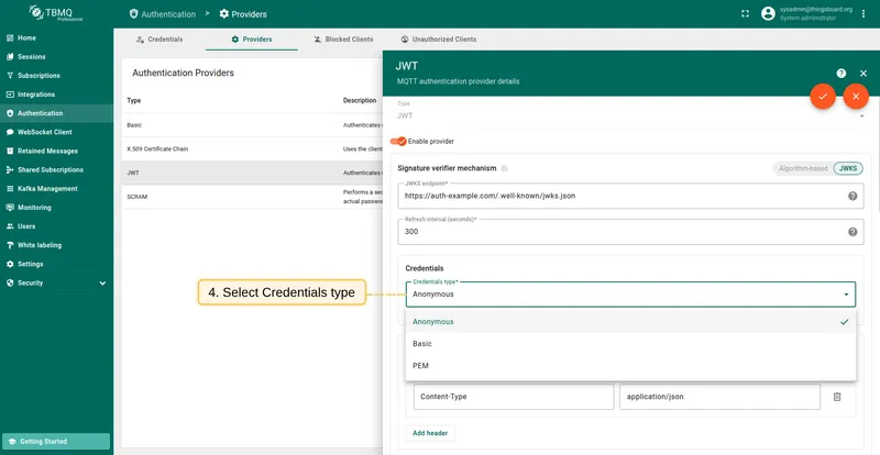 Configure JWKS endpoint credentials type