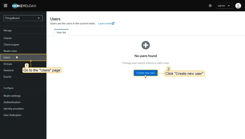 Go to Users page and click Create new user