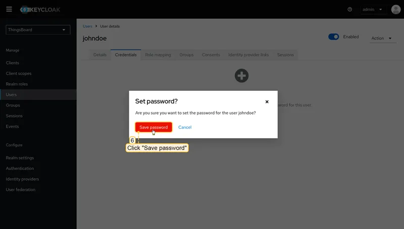 Confirm password by clicking Save password