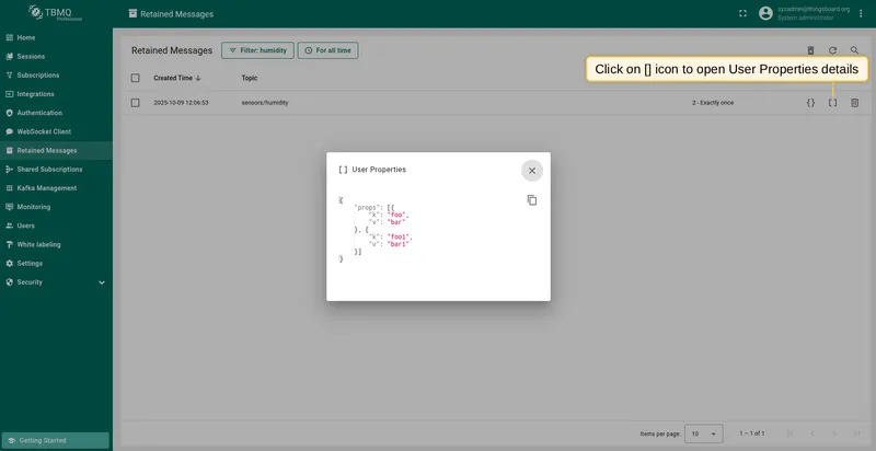 Click on the button User Properties, represented by icon brackets