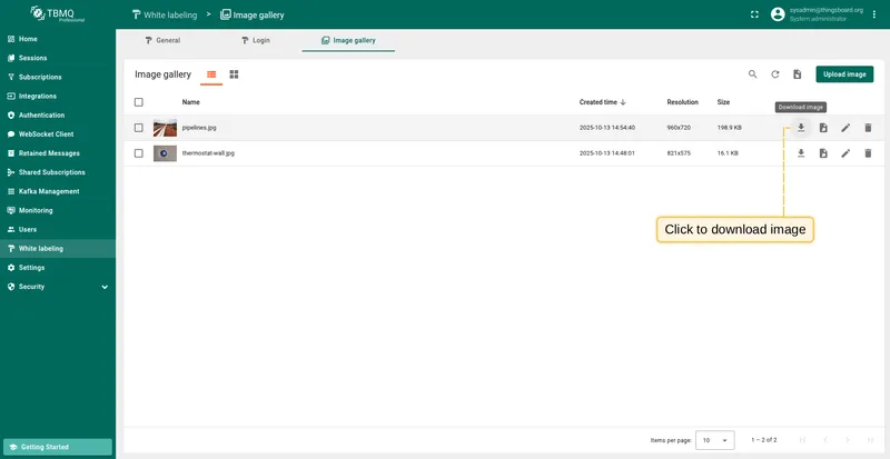 Download image from list view