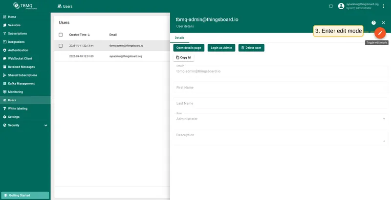 Click Toggle edit mode button