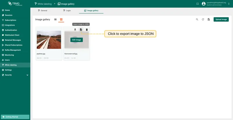 Export image to JSON from grid view