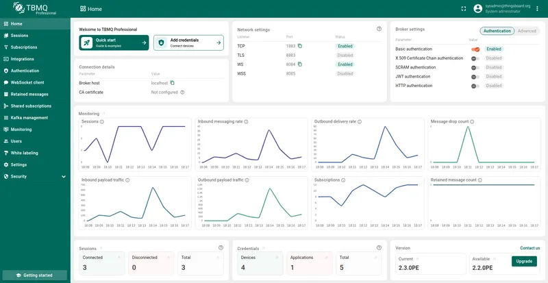 TBMQ Home page overview
