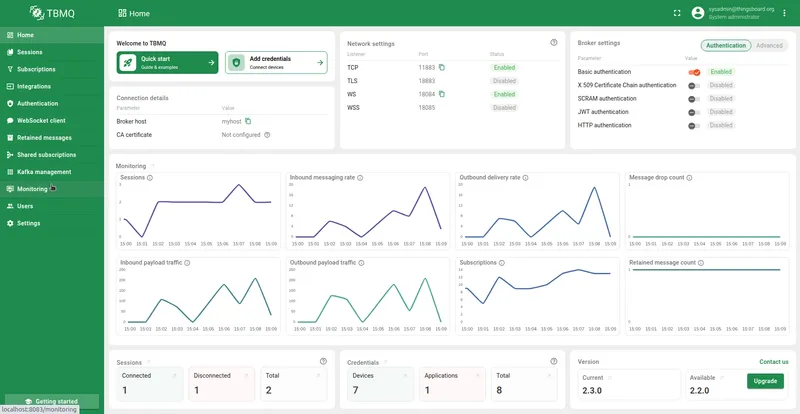 TBMQ Home page overview