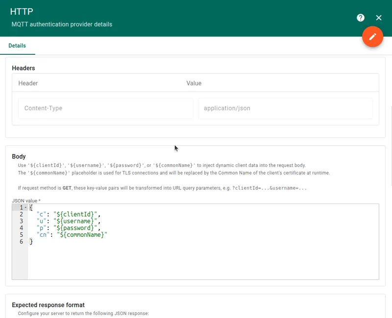 Configure HTTP provider Headers and Body