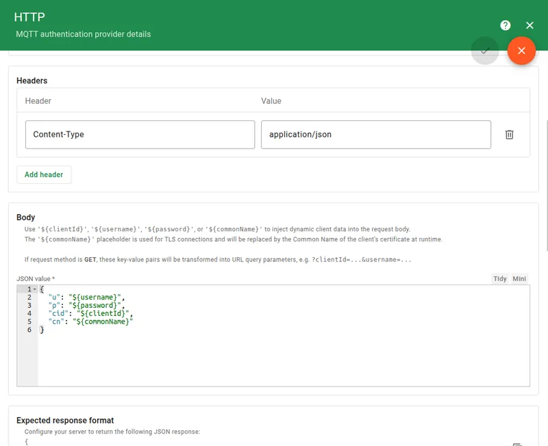 Configure HTTP provider Headers and Body