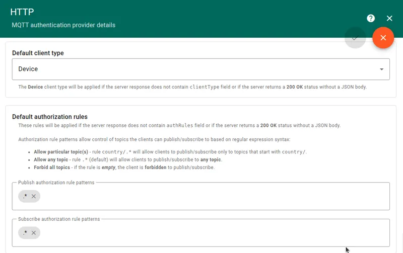 Configure HTTP provider default client type and authorization rules