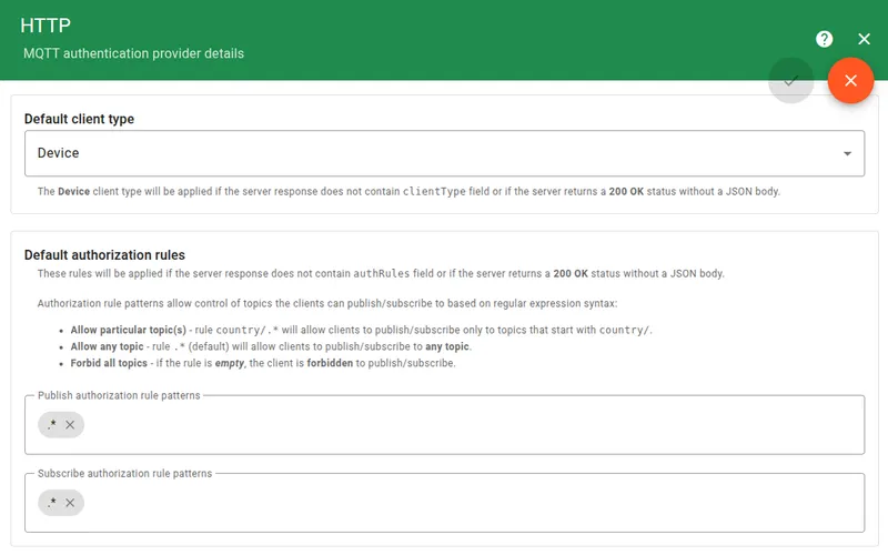 Configure HTTP provider default client type and authorization rules