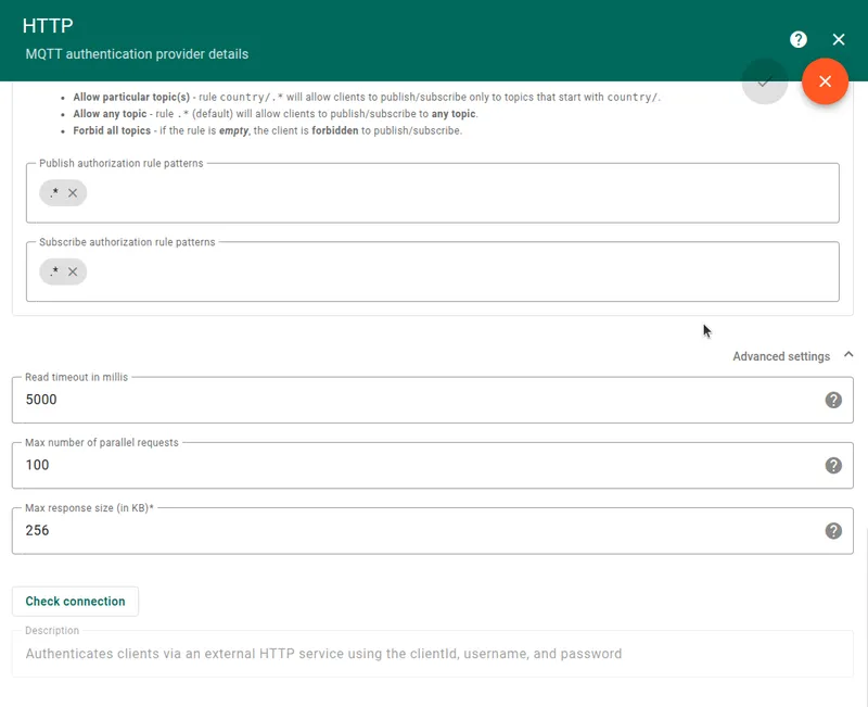 Configure HTTP provider Advanced settings