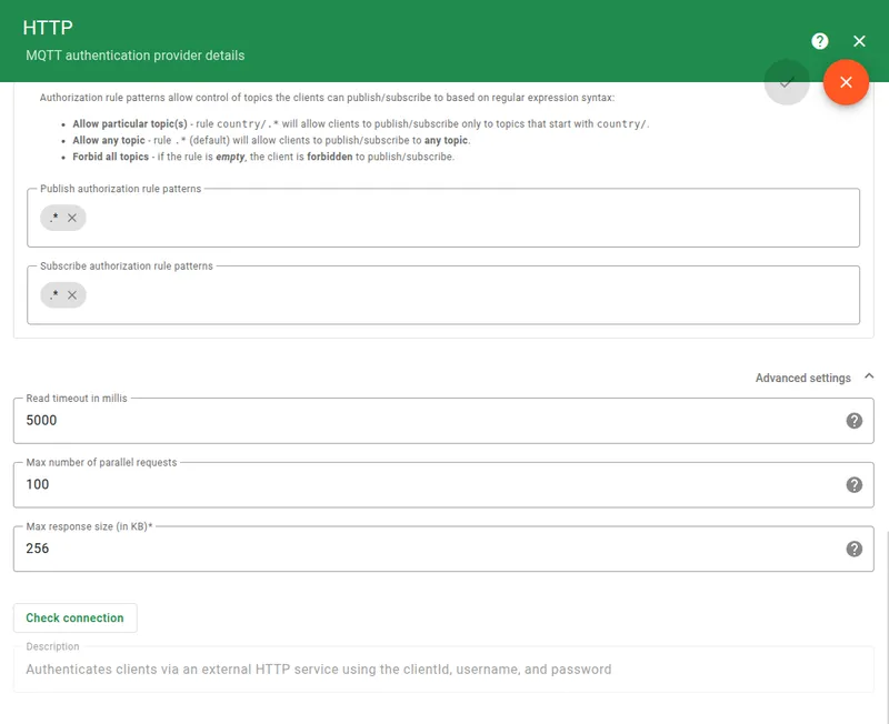 Configure HTTP provider Advanced settings