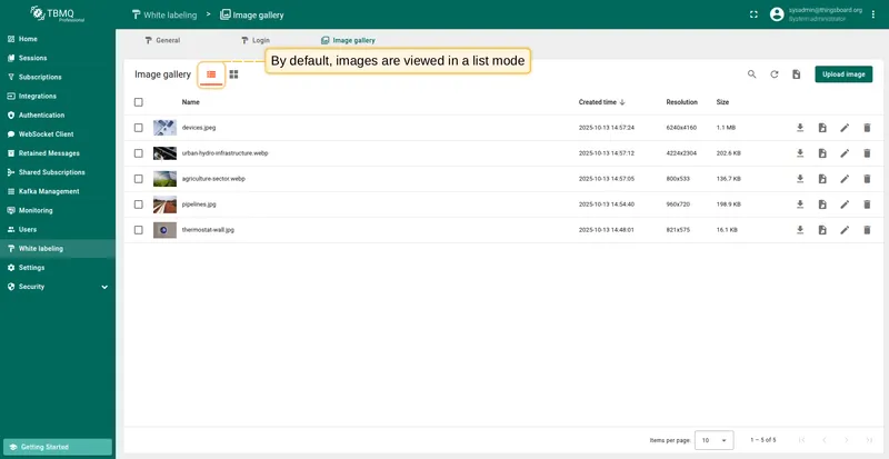 Image list view