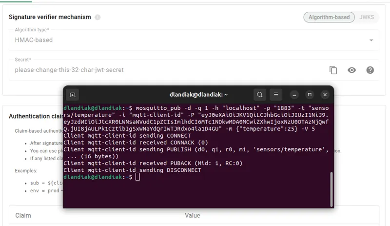 MQTT connection using JWT authentication in TBMQ