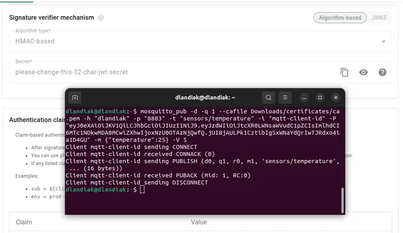 MQTTS connection using JWT authentication in TBMQ