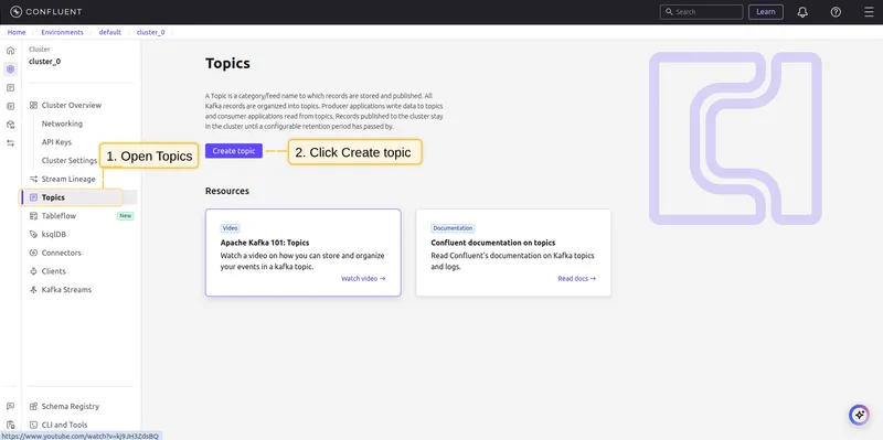 Navigate to Topics in Confluent Cloud