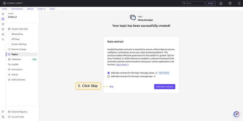Set topic name to tbmq.messages and create