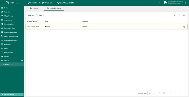 New Keycloak OAuth 2.0 client added