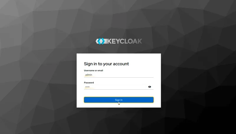 Log in to Keycloak Admin Console