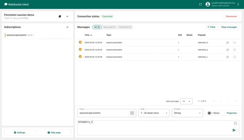 Step 6: receive messages published while offline