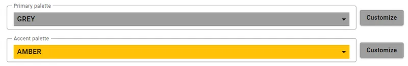 Primary and accent color palette settings