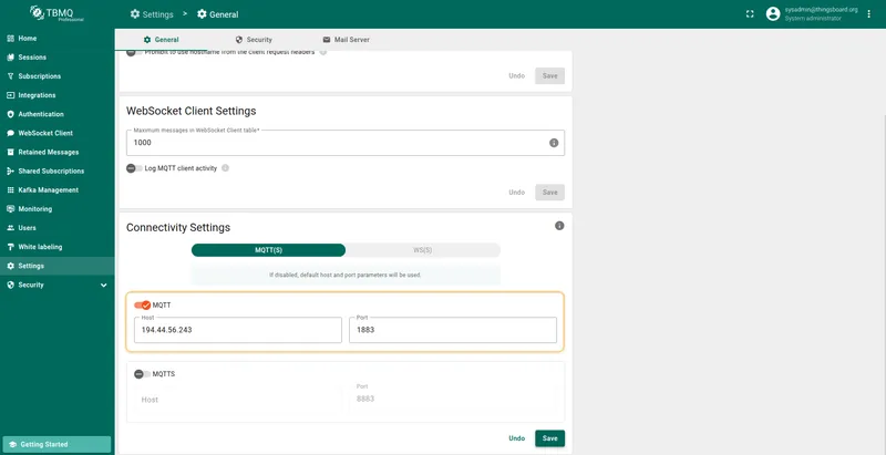 MQTT host changed to custom IP address