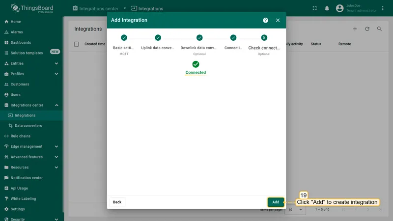 Check connection and click Add