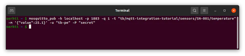 Publishing uplink message via mosquitto_pub