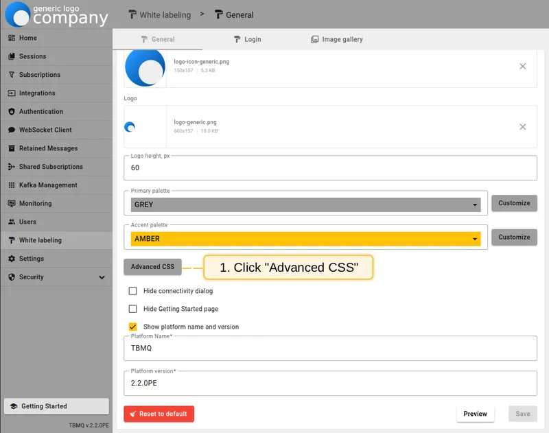 Click the Advanced CSS button