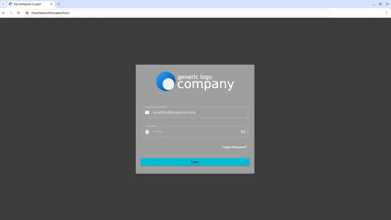 Customized TBMQ login page accessed via custom domain
