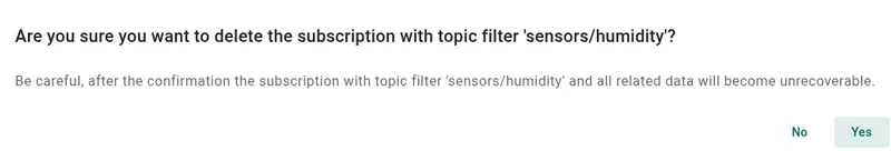 Confirm deletion by clicking Yes
