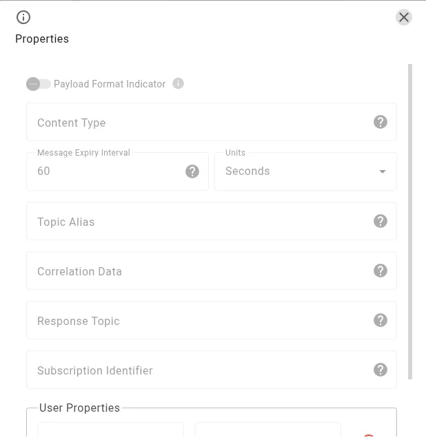 Message properties detail view