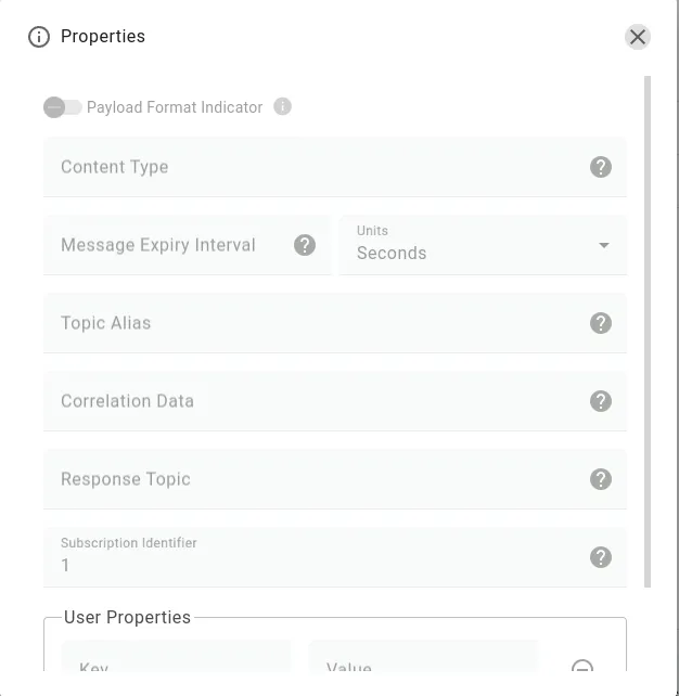 Message properties detail view